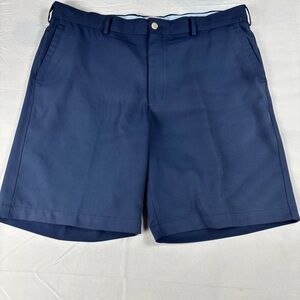Peter Millar Navy Flat-Front Performance Chino Shorts 36